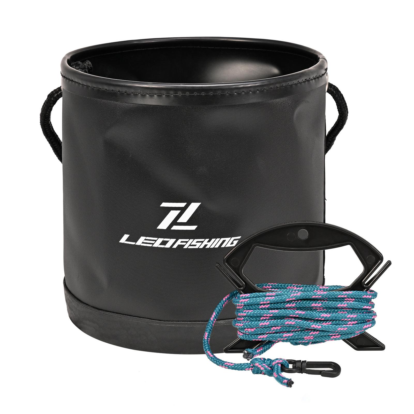 Круглое складное рыболовное ведро с ремешком рыболовное снаряжение для рыбалки чёрный